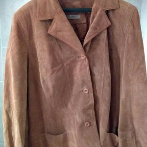 Tan 100% Leather Jacket Vintage Button Up